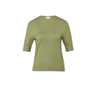 Strickpullover S.OLIVER, Damen, Gr. 36, khaki, Feinstrick, Obermaterial: 100% Baumwolle, unifarben, normal hüftbedeckend, Rundhals, Flachstrickbündchen, Pullover Strickpullover, Halbarm-Strick mit Vis