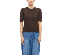 Rundhalspullover S.OLIVER, Damen, Gr. 40, braun, Strick, Obermaterial: 72% Viskose, 28% Polyester, meliert, normal hüftbedeckend, Rundhals, Flachstrickbündchen, Pullover Rundhalspullover, Halbarm Somm