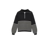 s.Oliver Strickpullover - weich mit hohem Troyer-Kragen - schwarz/creme - 146/152