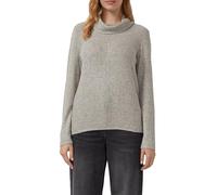 Langarmshirt S.OLIVER, Damen, Gr. 46, stone grau check, Strick, Obermaterial: 75% Viskose, 22% Polyester, 3% Elasthan, Strukturmuster, unifarben, relaxed fit normal, ohne Ausschnitt, Shirts Langarmshi