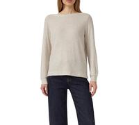 Langarmshirt S.OLIVER, Damen, Gr. 42, golden gelb check, Strick, Obermaterial: 75% Viskose, 22% Polyester, 3% Elasthan, unifarben, relaxed fit normal, U-Boot-Ausschnitt, Bündchen, Shirts, mit Stretcha
