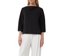 Sweatshirt S.OLIVER BLACK LABEL, Damen, Gr. 36, schwarz, Sweatware, Obermaterial: 49% Modal, 45% Polyester, 6% Elasthan, unifarben, casual, relaxed fit taillenbedeckt, Wasserfallausschnitt, 3/4-Ärmel
