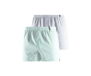 s.Oliver Weite Boxershorts 2er-Pack, blau + grün gestreift, S