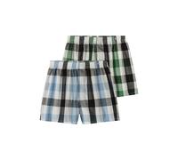 s.Oliver Weite Boxershorts 2er-Pack, blau + grün kariert