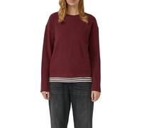 Sweatshirt S.OLIVER, Damen, Gr. 46, dunkelrot, Sweatware, Obermaterial: 50% Baumwolle, 50% Polyester, unifarben, casual, relaxed fit normal, Rundhals, Langarm gerader Abschluss, Sweatshirts, mit Rippb