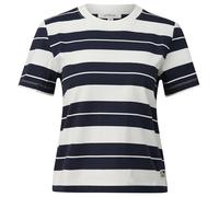 Verkürztes Baumwoll-Streifen-T-Shirt mit Patch 34 blau|weiß 2167882.59G6.34