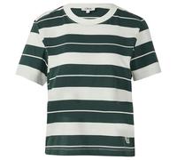 Verkürztes Baumwoll-Streifen-T-Shirt mit Patch 46 petrol|weiß 2167882.69G6.46