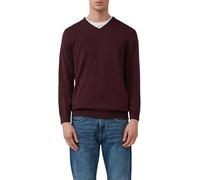 Strickpullover S.OLIVER, Herren, Gr. XXXL, rot (dk bordeaux), Feinstrick, Obermaterial: 100% Baumwolle, bestickt, unifarben, casual, regular fit hüftbedeckend, V-Ausschnitt, Langarm Rippbündchen, Pull