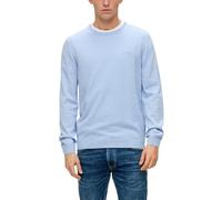 Strickpullover S.OLIVER, Herren, Gr. XXXL, blau (mid blau), Feinstrick, Obermaterial: 100% Baumwolle, casual, regular fit normal, Rundhals, Langarm Flachstrickbündchen, Pullover, mit Logostickerei (45