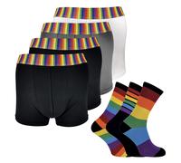 (S, Regenbogen) Sock Snob - Herren-Set mit Regenbogensocken im 3er-Pack und Boxershorts im 4er-Pack