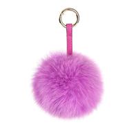 S.ROMZA Pom Pom Schlüsselanhänger Fluffy Real Fuchspelz Ball Schlüsselanhänger für Frauen Tasche Geldbörse Autoschlüssel Charms (purpurn)
