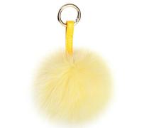 S.ROMZA Pom Pom Schlüsselanhänger Fluffy Real Fuchspelz Ball Schlüsselanhänger für Frauen Tasche Geldbörse Autoschlüssel Charms (gelb)