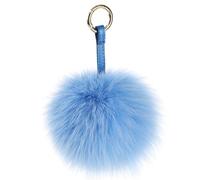 S.ROMZA Pom Pom Schlüsselanhänger Fluffy Real Fuchspelz Ball Schlüsselanhänger für Frauen Tasche Geldbörse Autoschlüssel Charms (blau)