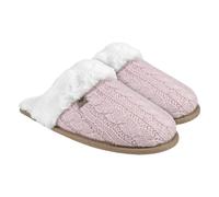 (S, Rosa) Heat Holders - Heat Holders - Damen - Winterhausschuhe mit Zopfmuster und Kunstfell