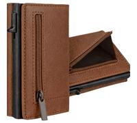 S&T Design Slim Wallet Herren RFID Blocker Kartenetui aus veganem Leder, dünne Herren Geldbörse mit 8 Kartenfächern, minimalistisches Portemonnaie Männer, Cardholder mit Geschenkbox (Braun)