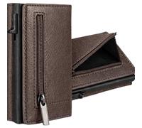 S&T Design Slim Wallet Herren RFID Blocker Kartenetui aus veganem Leder, dünne Herren Geldbörse mit 8 Kartenfächern, minimalistisches Portemonnaie Männer, Cardholder mit Geschenkbox (Dunkelbraun)