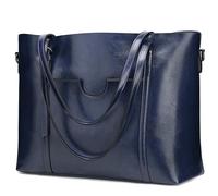 S-ZONE Damen 3-Way Schultertasche Vintage Rindspalt Leder Shopper Große Mode Laptop Arbeitstasche Umhängetasche Handtasche Messenger Bag