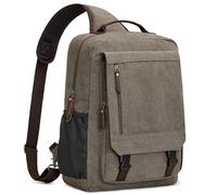 S-ZONE Herren 13-16 Inch Canvas Wasserdicht Laptop Rucksack Crossbody Sling Brusttasche Umhängetasche Lässiger Tagesrucksack