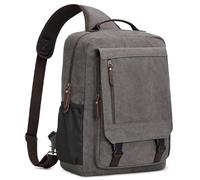 S-ZONE Herren 13-16 Inch Canvas Wasserdicht Laptop Rucksack Crossbody Sling Brusttasche Umhängetasche Lässiger Tagesrucksack