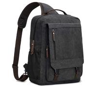 S-ZONE Herren 13-16 Inch Canvas Wasserdicht Laptop Rucksack Crossbody Sling Brusttasche Umhängetasche Lässiger Tagesrucksack