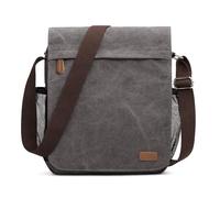 S-ZONE Herren Umhängetasche 12,9 Inch Mittel Vintage Canvas Messenger Bag Aktenktasche Schultertasche Bürotasche Kuriertasche Arbeitstasche