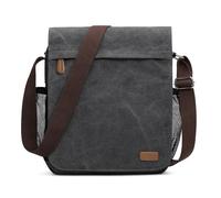 S-ZONE Herren Umhängetasche 12,9 Inch Mittel Vintage Canvas Messenger Bag Aktenktasche Schultertasche Bürotasche Kuriertasche Arbeitstasche