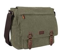 S-ZONE Herren Umhängetasche 15,6 Inch Große Vintage Canvas Messenger Bag Aktenktasche Schultertasche Bürotasche Kuriertasche Arbeitstasche