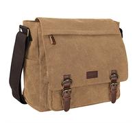 S-ZONE Herren Umhängetasche 15,6 Inch Große Vintage Canvas Messenger Bag Aktenktasche Schultertasche Bürotasche Kuriertasche Arbeitstasche