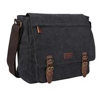 S-ZONE Herren Umhängetasche 15,6 Inch Große Vintage Canvas Messenger Bag Aktenktasche Schultertasche Bürotasche Kuriertasche Arbeitstasche