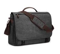 S-ZONE Herren Umhängetasche 17,3 Inch Übergröße Messenger Bag Canvas Laptoptasche Aktentasche Schultertasche Arbeitstasche mit Gepäckfach