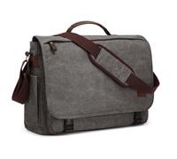 S-ZONE Herren Umhängetasche 17,3 Inch Übergröße Messenger Bag Canvas Laptoptasche Aktentasche Schultertasche Arbeitstasche mit Gepäckfach