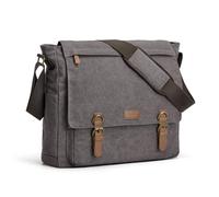 S-ZONE Herren Umhängetasche 17,3 Inch Übergröße Vintage Canvas Messenger Bag Aktenktasche Schultertasche Bürotasche Kuriertasche Arbeitstasche