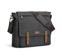 S-ZONE Herren Umhängetasche 17,3 Inch Übergröße Vintage Canvas Messenger Bag Aktenktasche Schultertasche Bürotasche Kuriertasche Arbeitstasche