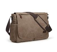 S-ZONE Herren Umhängetasche Große Vintage Canvas Messenger Bag Aktenktasche Schultertasche Bürotasche Kuriertasche Arbeitstasche
