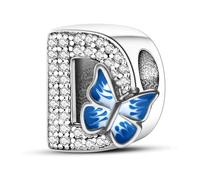 S925 A~Z Buchstaben Charms Sterling Silber mit 5A Cubic Zirkon Steinen, Schmetterling Alphabet Perlen passen Pandora Europäische Armbänder Geschenk Optionen