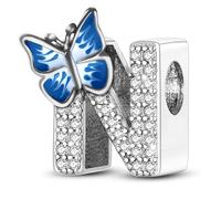 S925 A~Z Buchstaben Charms Sterling Silber mit 5A Cubic Zirkon Steinen, Schmetterling Alphabet Perlen passen Pandora Europäische Armbänder Geschenk Optionen