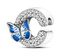 S925 A~Z Buchstaben Charms Sterling Silber mit 5A Cubic Zirkon Steinen, Schmetterling Alphabet Perlen passen Pandora Europäische Armbänder Geschenk Optionen