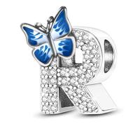 S925 A~Z Buchstaben Charms Sterling Silber mit 5A Cubic Zirkon Steinen, Schmetterling Alphabet Perlen passen Pandora Europäische Armbänder Geschenk Optionen