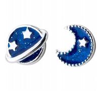 S925 Silber Blau Stern Ohrringe Weibliche Asymmetrische Mond Stellar Süße Ohrringe Ohrschmuck, GeRRiT, Photo Color, 925 silver
