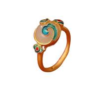 S925-Silber mit Cloisonné-Ruyi-Ring aus glückverheißender Wolke aus natürlicher weißer Jade (Öffnung verstellbar) für Damen, echt