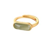 S925 Silber mit natürlicher Jade -Green Long Strip Ring (geöffnet einstellbar) für Frauen Yoga Echt