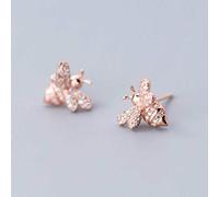 S925 Silber Ohrringe Weibliche Hansen Literarische Art Diamant Biene Ohrringe Nette Insekten, GeRRiT, Roségold