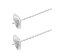S925 Silber Ohrstecker Träger mit Perlenbecher für Schmuck | Stabile Steckstifte, Ohrmuttern und Flache Auflage, Leicht Montierbar, Hautfreundlich für Empfindliche Ohren