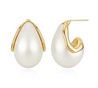 S925 Silber Perlen-Ohrstecker für Damen, 14 Karat vergoldet, hypoallergen, Perlenohrringe, klassischer Schmuck für Hochzeit und Alltag