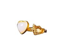 S925 Silber vergoldet mit natürlichem Hetian White Jade Herzring (verstellbare Öffnung) für Damen, echt