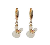 S925 Silber vergoldet natürliche Hetian weiße Jade Kaninchen Ohrringe für Frauen Yoga 4