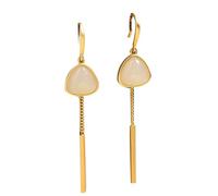 S925 Silber vergoldet natürliche weiße Jade Dreieck Quaste Ohrringe für Frauen Yoga