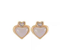 S925 Silber vergoldete natürliche Hetian White Jade Herz Ohrringe für Frauen Yoga