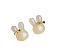 S925 Silber vergoldete natürliche Hetian White Jade Kaninchen Ohrringe für Frauen Yoga