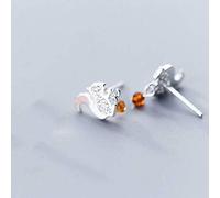 S925 Silberohrringe Damen im Japanischen und Koreanischen Stil Modetrend Persönlichkeit Diamantohrringe Kleines Eichhörnchen Maus Ohrschmuck Silber, GeRRiT